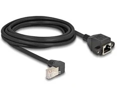 Delock Netzwerk Verlängerungskabel S/FTP Stecker RJ45 Stecker 90° gewinkelt zu RJ45 Einbaubuchse Cat.6A 3 m juodas