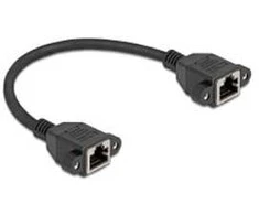 Delock Netzwerk Verlängerungskabel S/FTP RJ45 Buchse zu RJ45 Buchse Cat.6A flache Ausführung 0,25 m juodas
