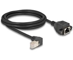 Delock Netzwerk Verlängerungskabel S/FTP Stecker RJ45 Stecker 90° gewinkelt zu RJ45 Einbaubuchse Cat.6A 2 m juodas