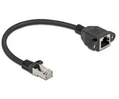 Delock Netzwerk Verlängerungskabel S/FTP RJ45 Stecker zu RJ45 Buchse Cat.6A flache Ausführung 0,25 m juodas
