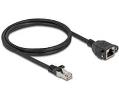 Delock Netzwerk Verlängerungskabel S/FTP RJ45 Stecker zu RJ45 Buchse Cat.6A flache Ausführung 1 m juodas