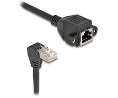 Delock Netzwerk Verlängerungskabel S/FTP Stecker RJ45 Stecker 90° gewinkelt zu RJ45 Einbaubuchse Cat.6A 5 m juodas
