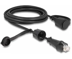 Delock Netzwerkkabel RJ45 Stecker zu RJ45 Stecker Cat.6 STP mit Verschlusskappe Outdoor IP68 staub- und wasserdicht juodas 3 m