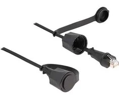 Delock Netzwerkkabel RJ45 Stecker zu RJ45 Stecker Cat.6 STP mit Verschlusskappe Outdoor IP68 staub- und wasserdicht juodas 1 m