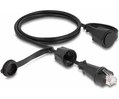 Delock Netzwerkkabel RJ45 Stecker zu RJ45 Stecker Cat.6 STP mit Verschlusskappe Outdoor IP68 staub- und wasserdicht juodas 1 m