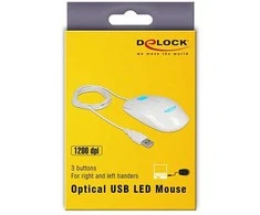 Pelė Delock 12537 - Ambidekstrinis - Optinis - USB A tipo - 1200 DPI - Baltas