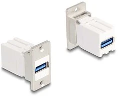 Delock Panel Mount Kupplung USB 5 Gbps Typ-A Buchse zu USB Typ-A Buchse konisch