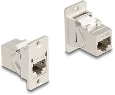 Delock Panel Mount RJ45 Kupplung Buchse zu Buchse Cat.6A Metall konisch