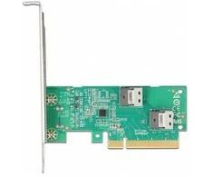 Delock PCI Express 4.0 x8 Karte zu 2 x intern SFF-8654 4i NVMe - Bifurcation - Low Profile Formfaktor