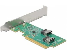 Delock PCI Express 4.0 x8 Karte zu 2 x intern SFF-8654 4i NVMe - Bifurcation - Low Profile Formfaktor