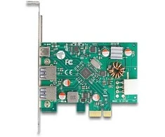 Delock PCI Express x1 Karte zu 1 x extern USB Type-C Buchse PD 30 W + 2 x extern USB Typ-A Buchse USB 5 Gbps