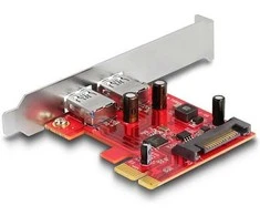 Delock PCI Express x1 Karte zu 2 x extern USB 5 Gbps Typ-A Buchse - Low Profile Formfaktor