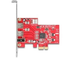 Delock PCI Express x1 Karte zu 2 x extern FireWire B + 1 x extern FireWire A - Low Profile Formfaktor