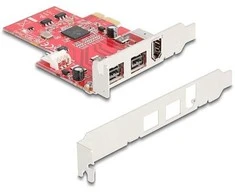 Delock PCI Express x1 Karte zu 2 x extern FireWire B + 1 x extern FireWire A - Low Profile Formfaktor