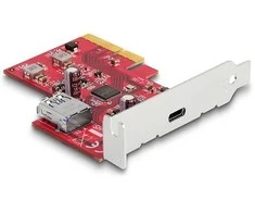 Delock PCI Express x4 Karte zu 1 x extern USB 10 Gbps USB Type-C™ Buchse + 1 x intern USB 10 Gbps Typ-A Buchse - Low Profile Formfaktor