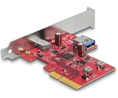 Delock PCI Express x4 Karte zu 1 x extern USB 10 Gbps USB Type-C™ Buchse + 1 x intern USB 10 Gbps Typ-A Buchse - Low Profile Formfaktor