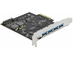 Delock PCI Express x4 kortelė su 1 x USB Type-C + 4 x USB Typ-A prievadais – itin greitas USB 10 Gbps