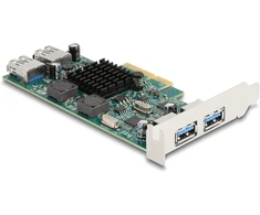 Delock PCI Express x4 Karte zu 2 x extern USB 5 Gbps Typ-A + 2 x intern USB 5 Gbps Typ-A Dual Channel - Low Profile Formfaktor