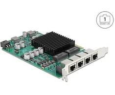Delock PCI Express x4 Netzwerkkarte Gigabit LAN 4 x RJ45 mit PoE+ i350
