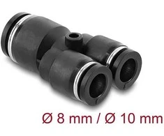 Delock Pneumatik Steckverbinder 2 x 8 mm zu 1 x 10 mm mit Befestigungsloch Y-Form