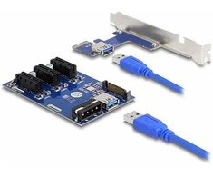 Delock Riser Karte PCI Express x1 zu 3 x PCIe x1 mit 50 cm USB Kabelis