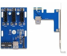 Delock Riser Karte PCI Express x1 zu 3 x PCIe x1 mit 50 cm USB Kabelis