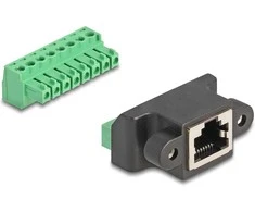 Delock RJ45 Buchse zu Terminalblock Adapteris zum Einbau 8 Pin 2-teilig