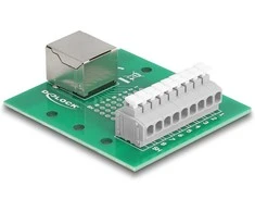 Delock RJ45 Buchse zu Terminalblock mit Drucktaster für Hutschiene