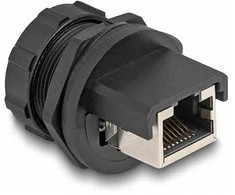 DeLock RJ45 Cat.6A Kupplung mit Verschlusskappe zum Einbau IP67 staub- und wasserdicht
