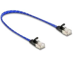 Delock RJ45 Flachband Netzwerkkabel mit Geflechtmantel Cat.6A U/FTP 0,3 m blau