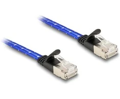 Delock RJ45 Flachband Netzwerkkabel mit Geflechtmantel Cat.6A U/FTP 5 m blau