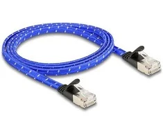 Delock RJ45 Flachband Netzwerkkabel mit Geflechtmantel Cat.6A U/FTP 1 m blau