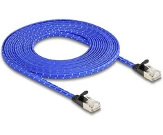 Delock RJ45 Flachband Netzwerkkabel mit Geflechtmantel Cat.6A U/FTP 5 m blau