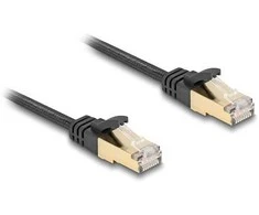 Delock RJ45 Flachband Netzwerkkabel mit Geflechtmantel Cat.6A U/FTP Stecker zu Stecker 10 m juodas