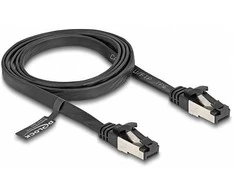 Delock RJ45 Flachband Patchkabel Stecker zu Stecker Cat.8.1 flexibel 1 m juodas