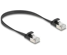 Delock RJ45 Flachband Patchkabel Stecker zu Stecker Cat.6A U/FTP 0,25 m juodas