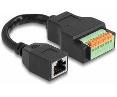 Delock RJ45 Kabelis Cat.5e Buchse zu Terminalblock Adapteris mit Drucktaster 15 cm