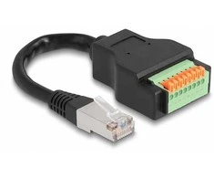 Delock RJ45 Kabelis Cat.5e Stecker zu Terminalblock Adapteris mit Drucktaster 15 cm