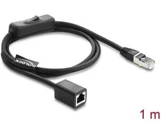 Delock RJ45 Kabelis Stecker zu Buchse mit Schalter Cat.6 F/UTP 1 m - Netzwerkschaltung juodas