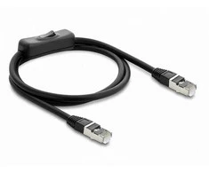 Delock RJ45 Kabelis Stecker zu Stecker mit Schalter Cat.6 F/UTP 0,3 m - Netzwerkschaltung juodas