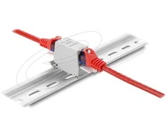 Delock RJ45 Kupplung Cat.6A Dual Buchse zu Buchse für Hutschienen Montage grau