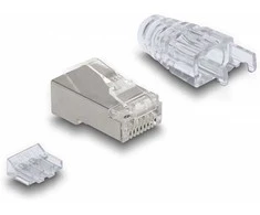 Delock RJ45 Modularer Stecker mit gebogener Rastnase Cat.6 und Knickschutztülle 50er Set
