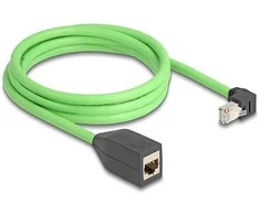 Delock RJ45 Netzwerk Verlängerungskabel Cat.6A Stecker unten gewinkelt zu Buchse SF/UTP schleppkettentauglich PUR (TPU) 2 m grün