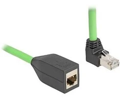 Delock RJ45 Netzwerk Verlängerungskabel Cat.6A Stecker oben gewinkelt zu Buchse SF/UTP schleppkettentauglich PUR (TPU) 1 m grün