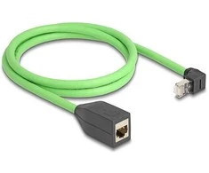 Delock RJ45 Netzwerk Verlängerungskabel Cat.6A Stecker oben gewinkelt zu Buchse SF/UTP schleppkettentauglich PUR (TPU) 1 m grün