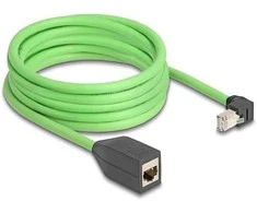 Delock RJ45 Netzwerk Verlängerungskabel Cat.6A Stecker unten gewinkelt zu Buchse SF/UTP schleppkettentauglich PUR (TPU) 5 m grün