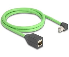 Delock RJ45 Netzwerk Verlängerungskabel Cat.6A Stecker unten gewinkelt zu Buchse SF/UTP schleppkettentauglich PUR (TPU) 1 m grün