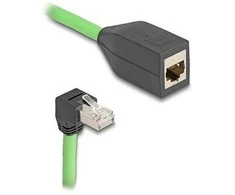 Delock RJ45 Netzwerk Verlängerungskabel Cat.6A Stecker unten gewinkelt zu Buchse SF/UTP schleppkettentauglich PUR (TPU) 1 m grün
