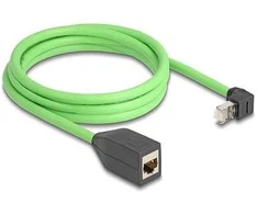 Delock RJ45 Netzwerk Verlängerungskabel Cat.6A Stecker oben gewinkelt zu Buchse SF/UTP schleppkettentauglich PUR (TPU) 2 m grün