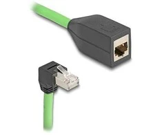 Delock RJ45 Netzwerk Verlängerungskabel Cat.6A Stecker unten gewinkelt zu Buchse SF/UTP schleppkettentauglich PUR (TPU) 2 m grün
